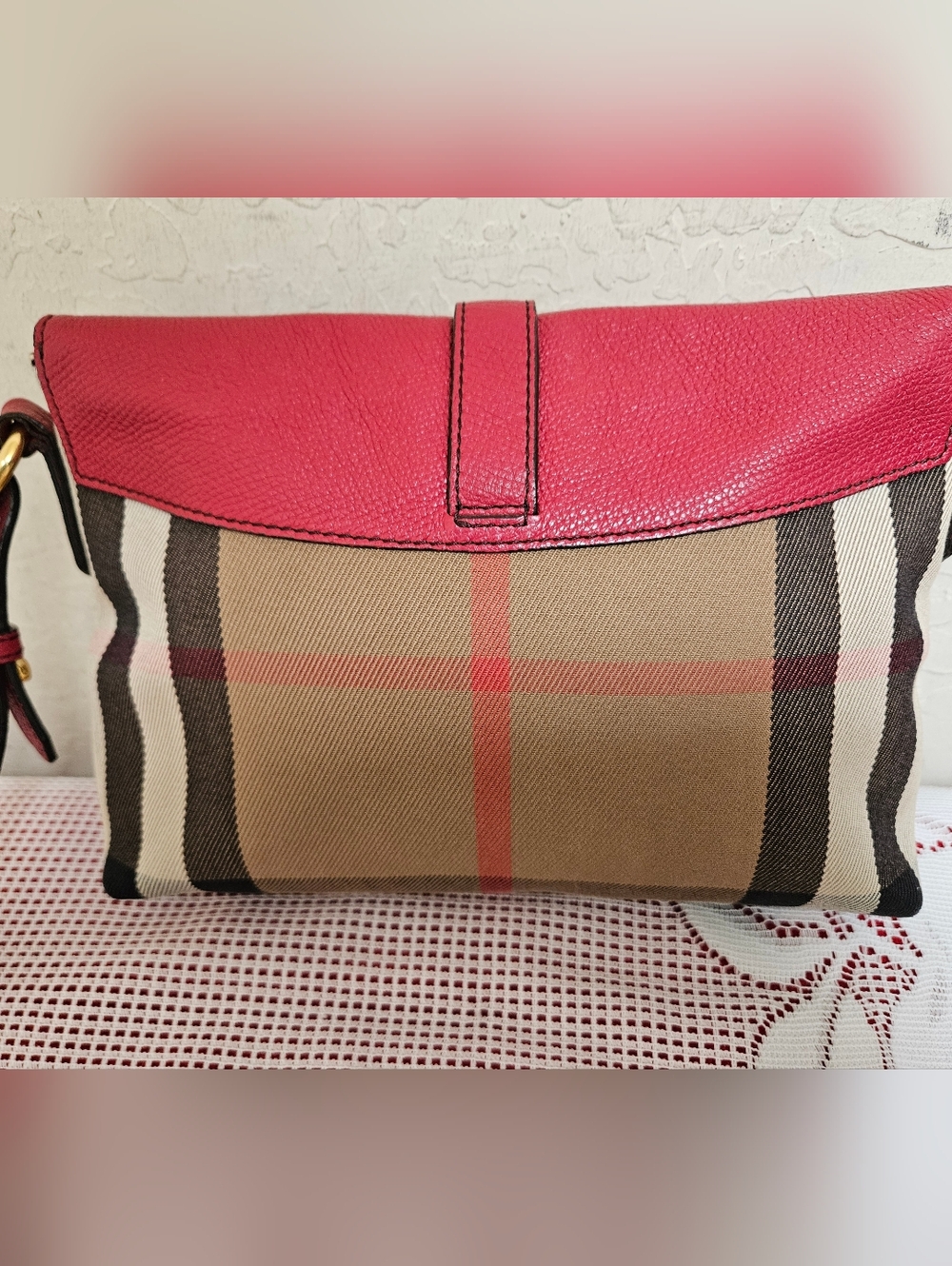 Burberry Small Canvas Leather Check Milton Shoulder Bag AUTHENTIC - Picture 7 of 16